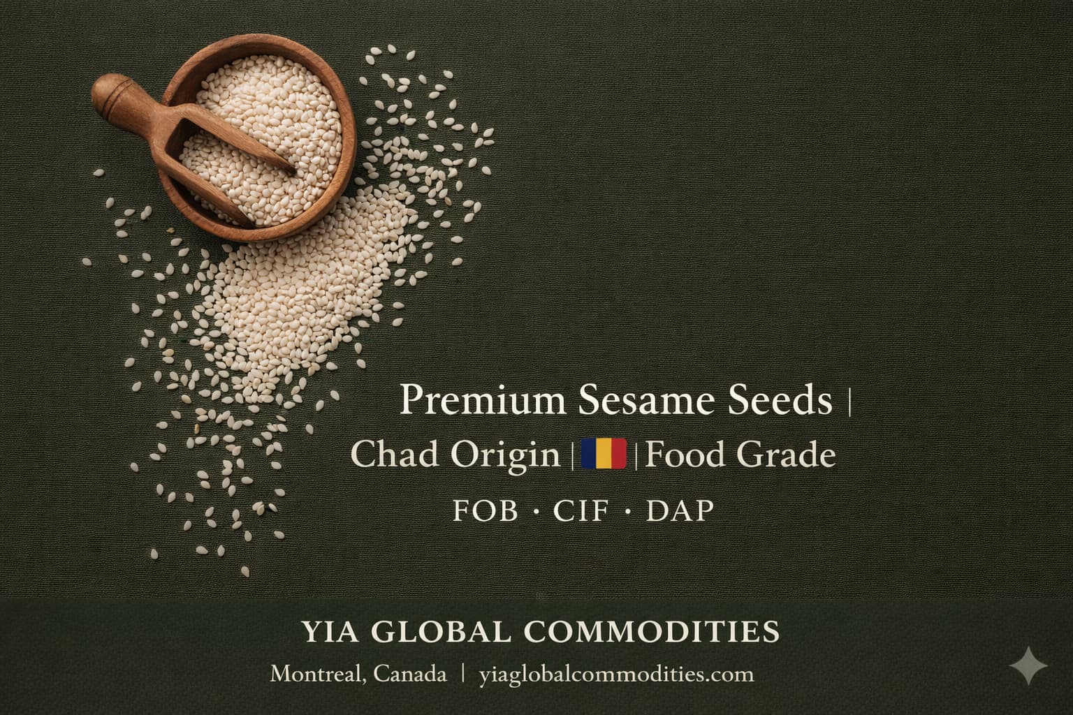 YIA Global Commodities - Premium Sesame Seeds from Chad export marketing visual